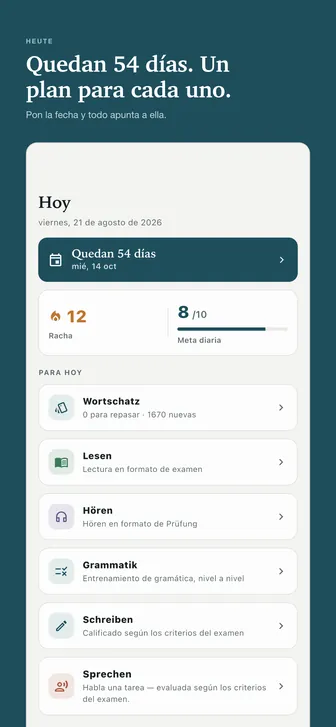 Quedan 54 días. Un plan para cada uno. — Pon la fecha y todo apunta a ella.